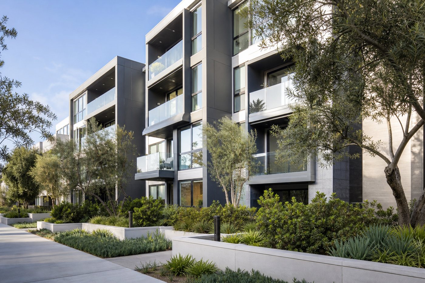 West Los Angeles residential buildings, AI-generated concept imagery